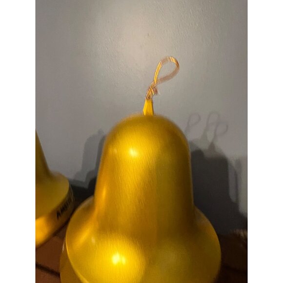 Vintage Amstel Light Metallic Gold Giant Plastic Bell Ornament Set of 2 RARE - Picture 3 of 9